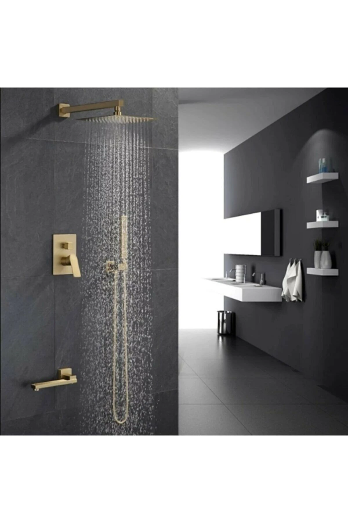 Banyo Duş Seti Ankastre Mat Gold Özel Seri Yeni Model 7 Yıl Garantili Ithal