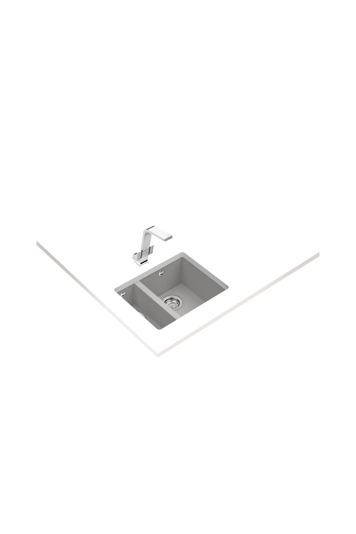 Square 560 Tg Granit Eviye Stone Grey