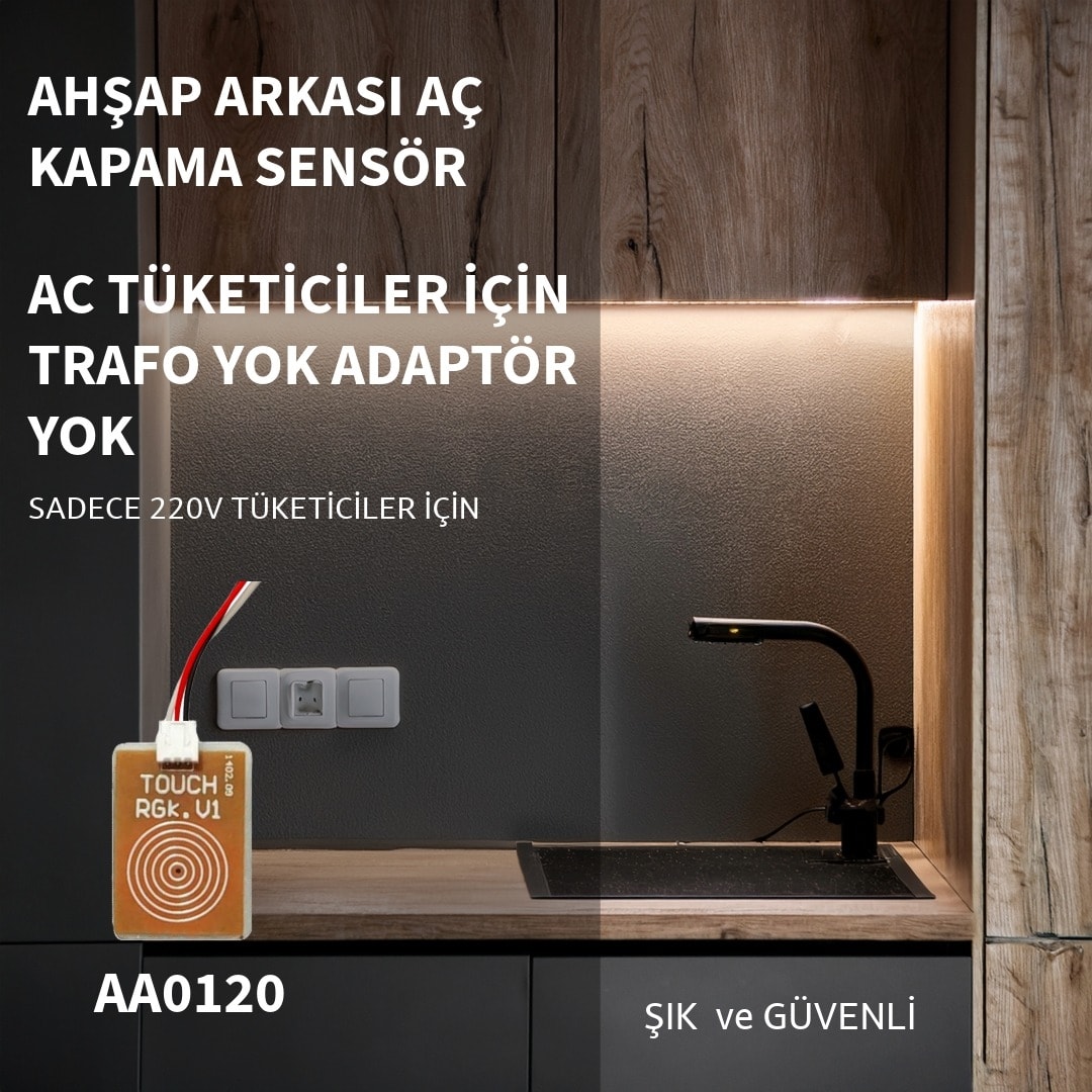 Ahşap-Taş Arkası 220V Dokunmatik Sensör Anahtarı