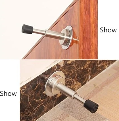 2 Adet Yapışkan Kapı Stoperi, Kapı Altı Için Paslanmaz Çelik Kapı Stoperi, Hidrolik Şok Emici Teknoloji, Kauçuk Tampon Uçlu Kapı Stoperi, 4 Inç Yükseklik, Gümüş Gümüş