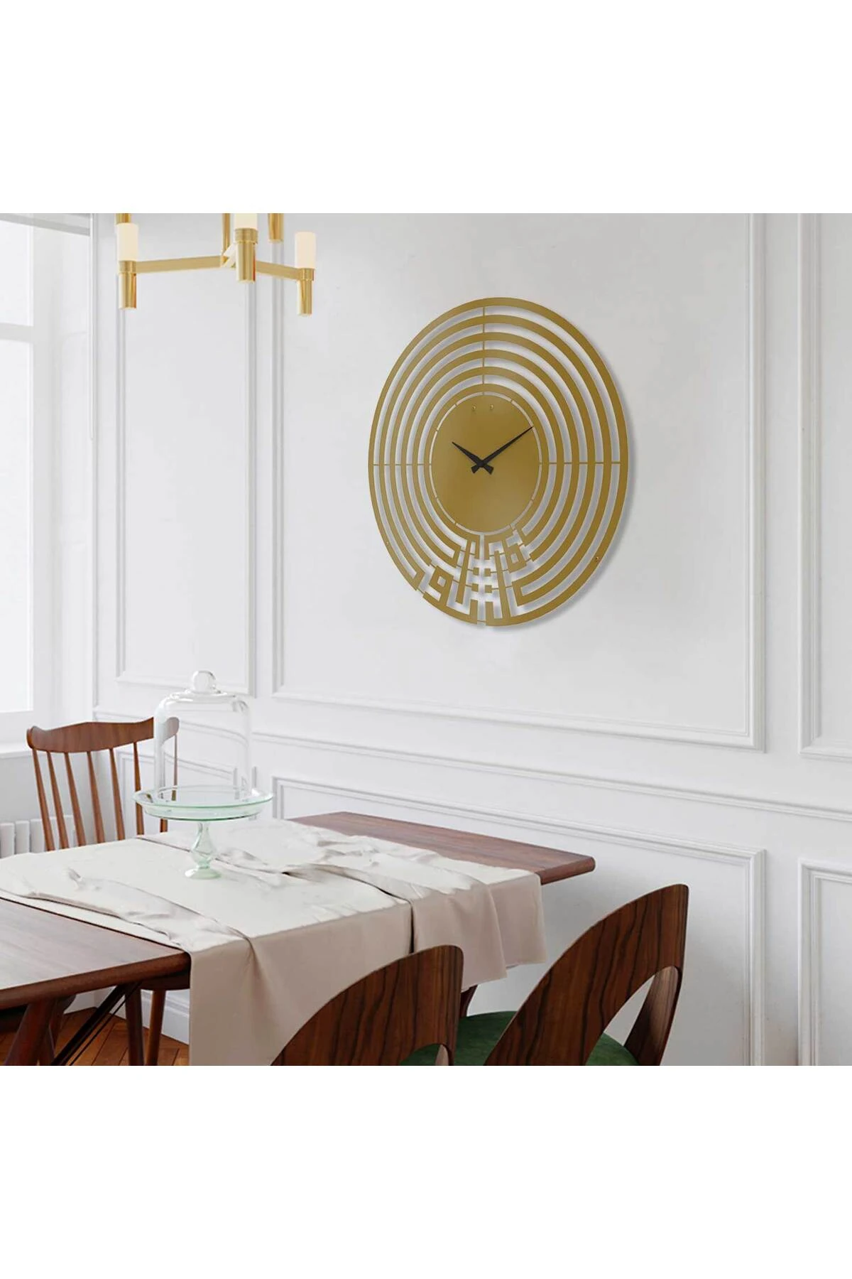 Tevekkül Yazılı Metal Sessiz Duvar Saati - 70 X 70 Cm - Islami Ev Dekorasyon - Wams004