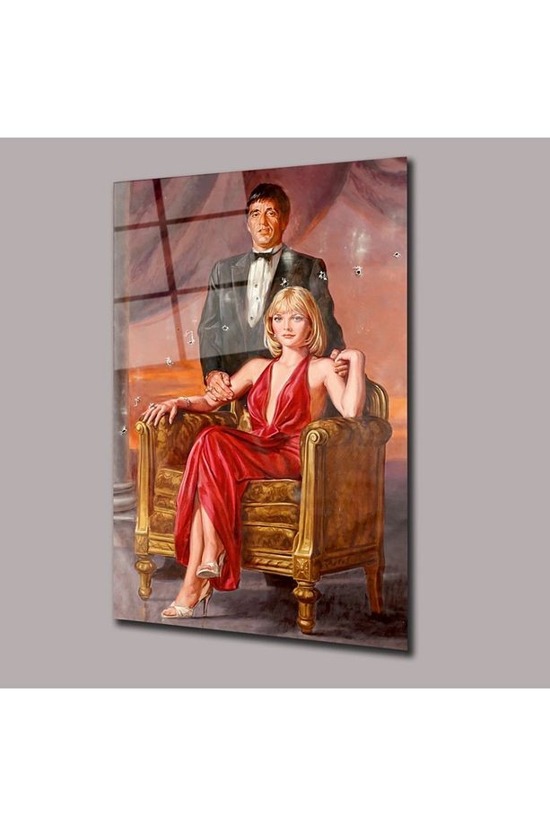 Tony Montana Elvira Hancock Kurşun Detayları Sinema Ve Ünlüler Cam Tablo #PCT0912