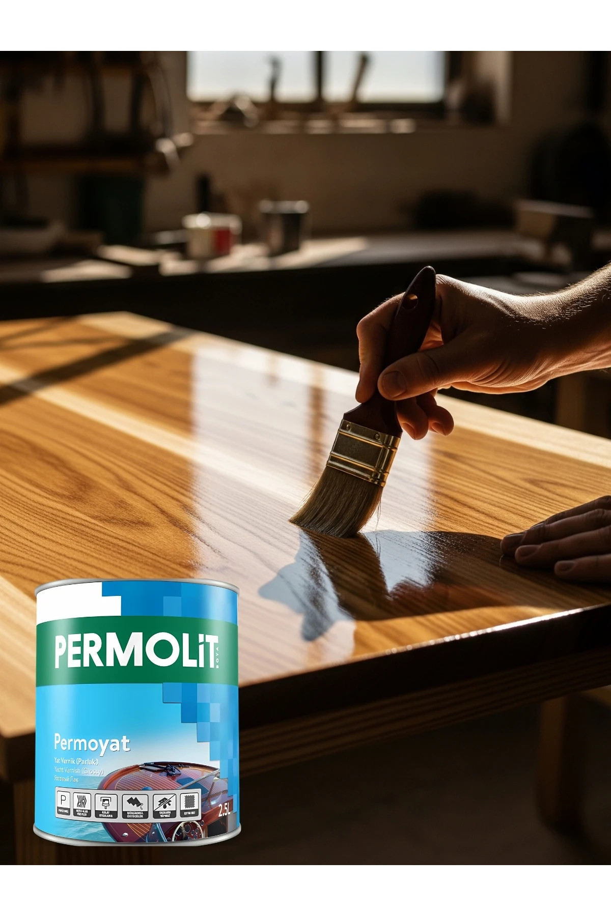 Permoyat Yat Vernik Parlak - (0,75 Lt - 2,5 Lt) UV Korumalı, Süper Parlak Ahşap Koruyucu