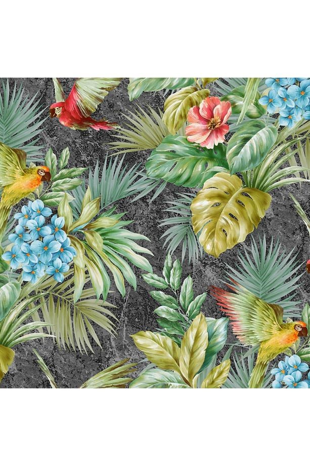 Tropicano Papağan Ve Yaprak Desenli Duvar Kağıdı 9905-4