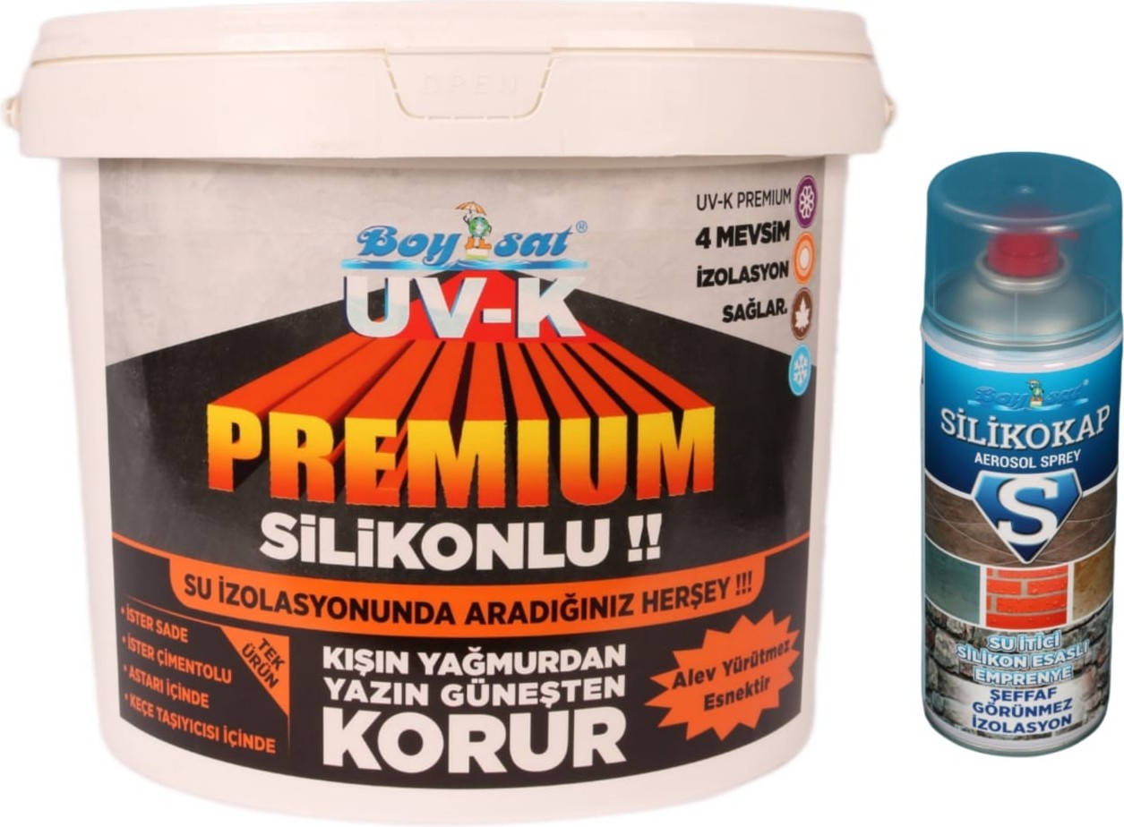 Avantajlı Su Yalıtım Paketi Uv-K Premium Silikonlu Boya 7.5 kg ve Silikokap Izolasyon Spreyi 400 ml