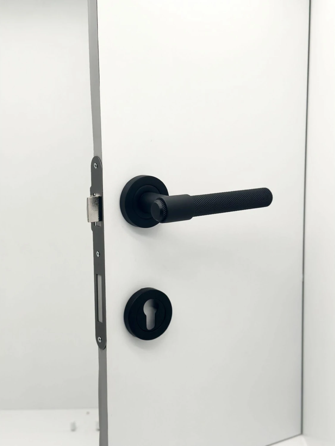 Punch Mat Siyah Rozetli Yale Çelik Kapı Kolu Sol Basar Tek Yön