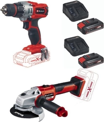 EİNHELL Te-Cd 18/2 Akülü Vidalama Axxio 125 mm Akülü Avuç Taşlama 2X2.5AH Starter Kit Akülü Set