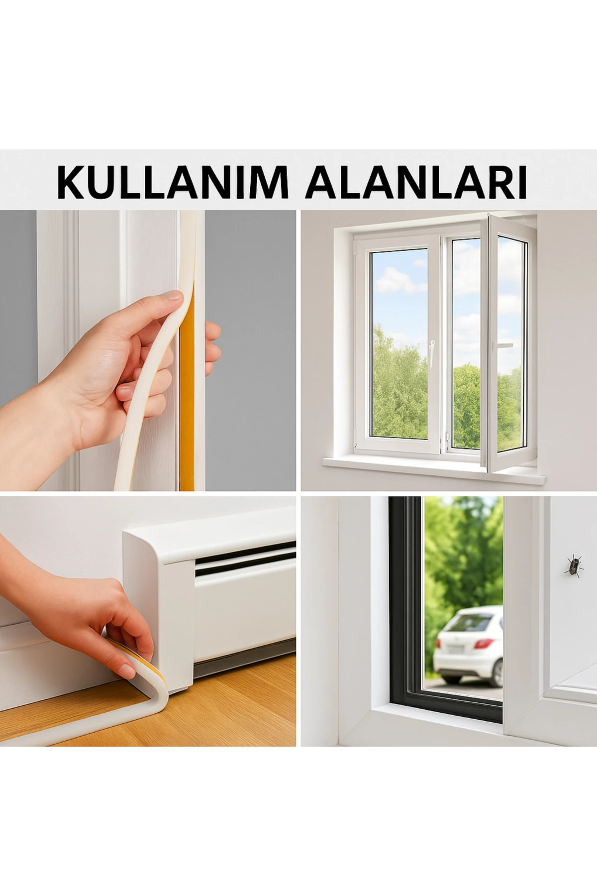 Pencere Bandı (5 Metre) Yapışkanlı Isı Yalıtım Süngeri Soğuk ve Toz Geçirmez Enerji Tasarruflu