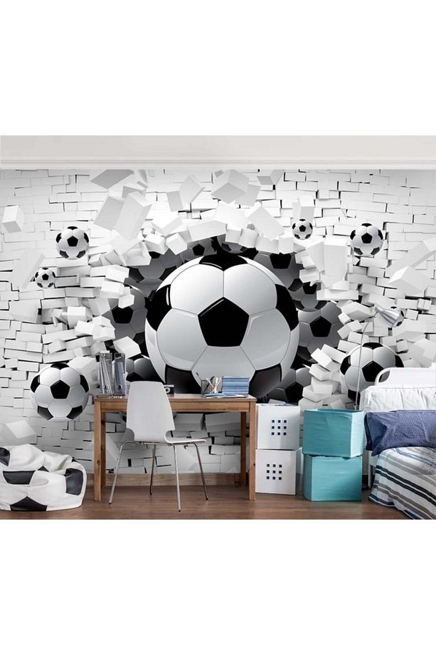 Futbol Topları 3 Boyutlu Çocuk Odası Duvar Kağıdı