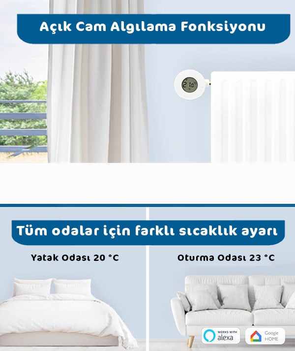 Evana Akıllı Termostatik Radyatör Vanası Tekli Vana (GATEWAY DAHİL)