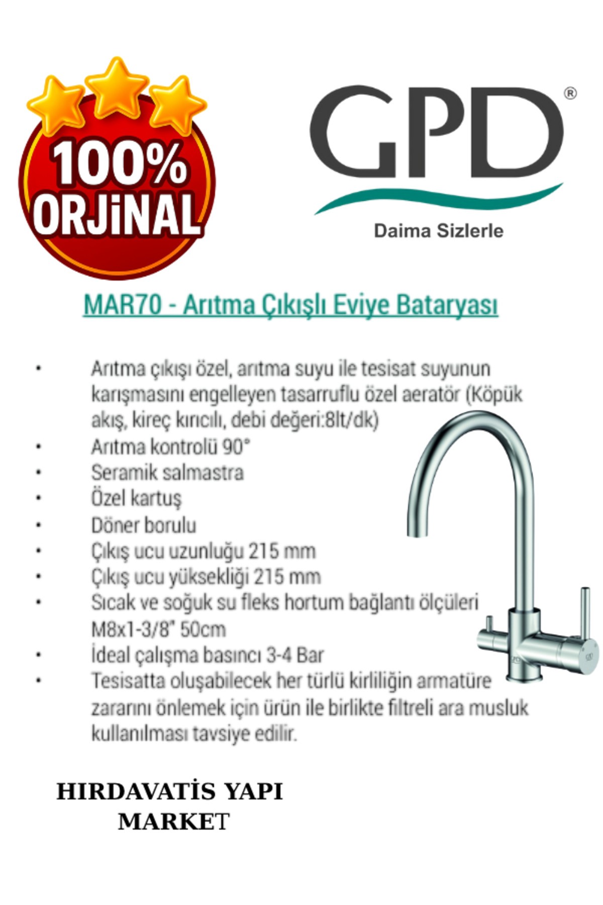 Espina MAR70 Arıtma Çıkışlı Eviye Bataryası