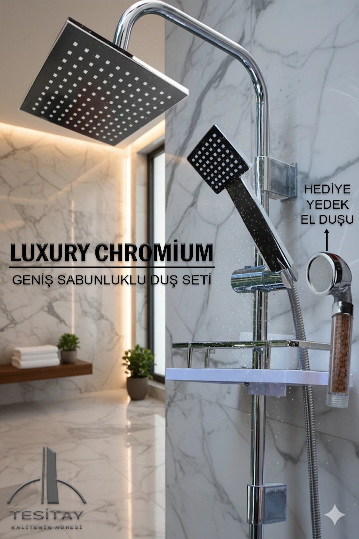 Yeni Nesil Robot Yağmurlama Tepe Duş Başlığı Seti Kare Model Siyah Robot Duş Takımı El Duşu Spiral