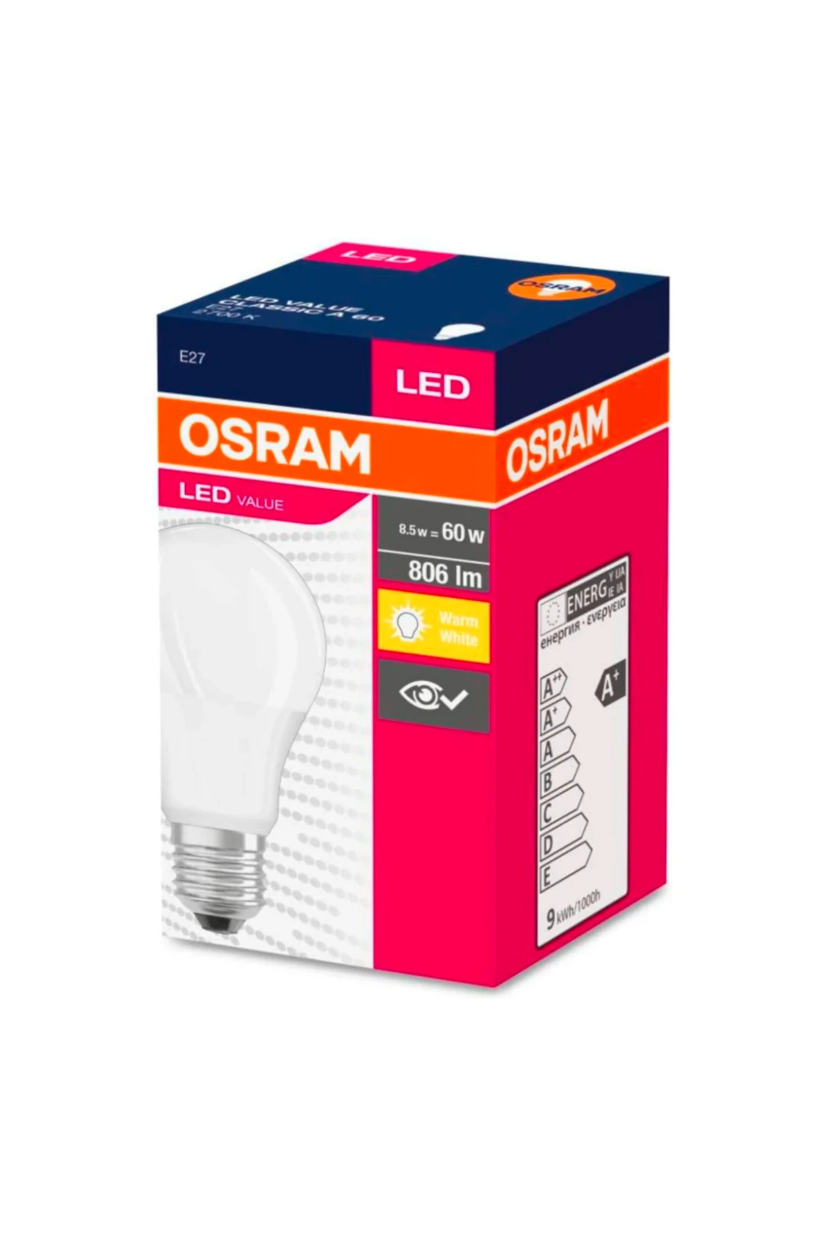 Led Ampul Value 8,5w 2700k Sarı Işık 806lm E27 10'lu Paket