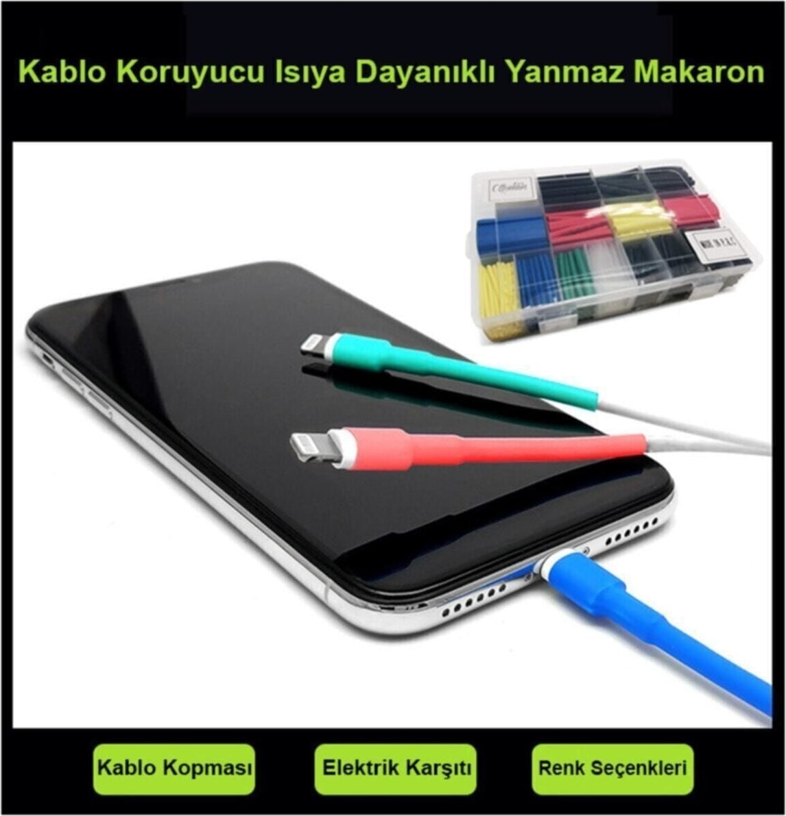 Isıyla Daralan Makaron Kablo Seti 580 Parça Kablo Tamir Kiti