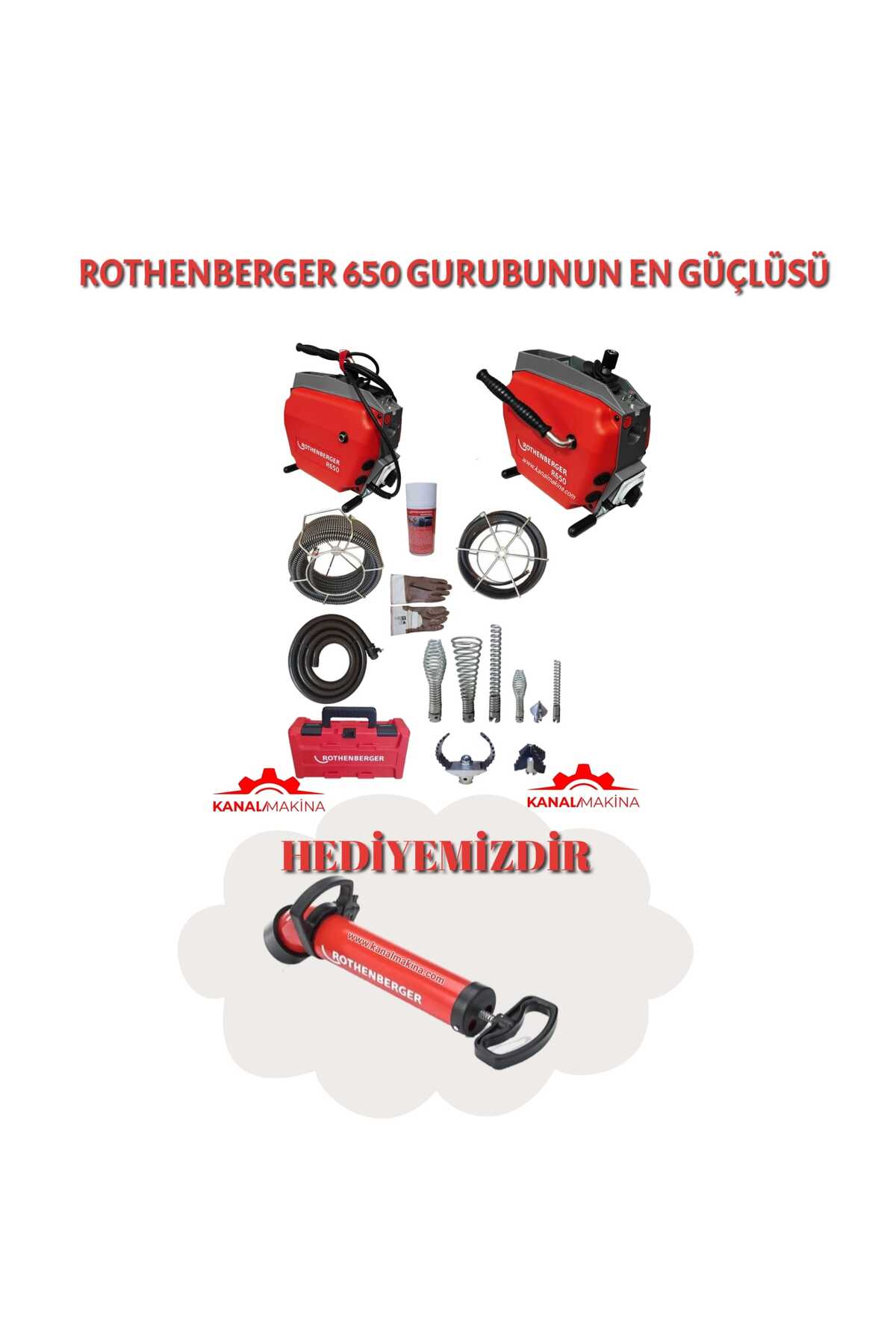 R650 Profesyonel Kanal Gider Açma Makinesi ROPUMP HEDİYELİ