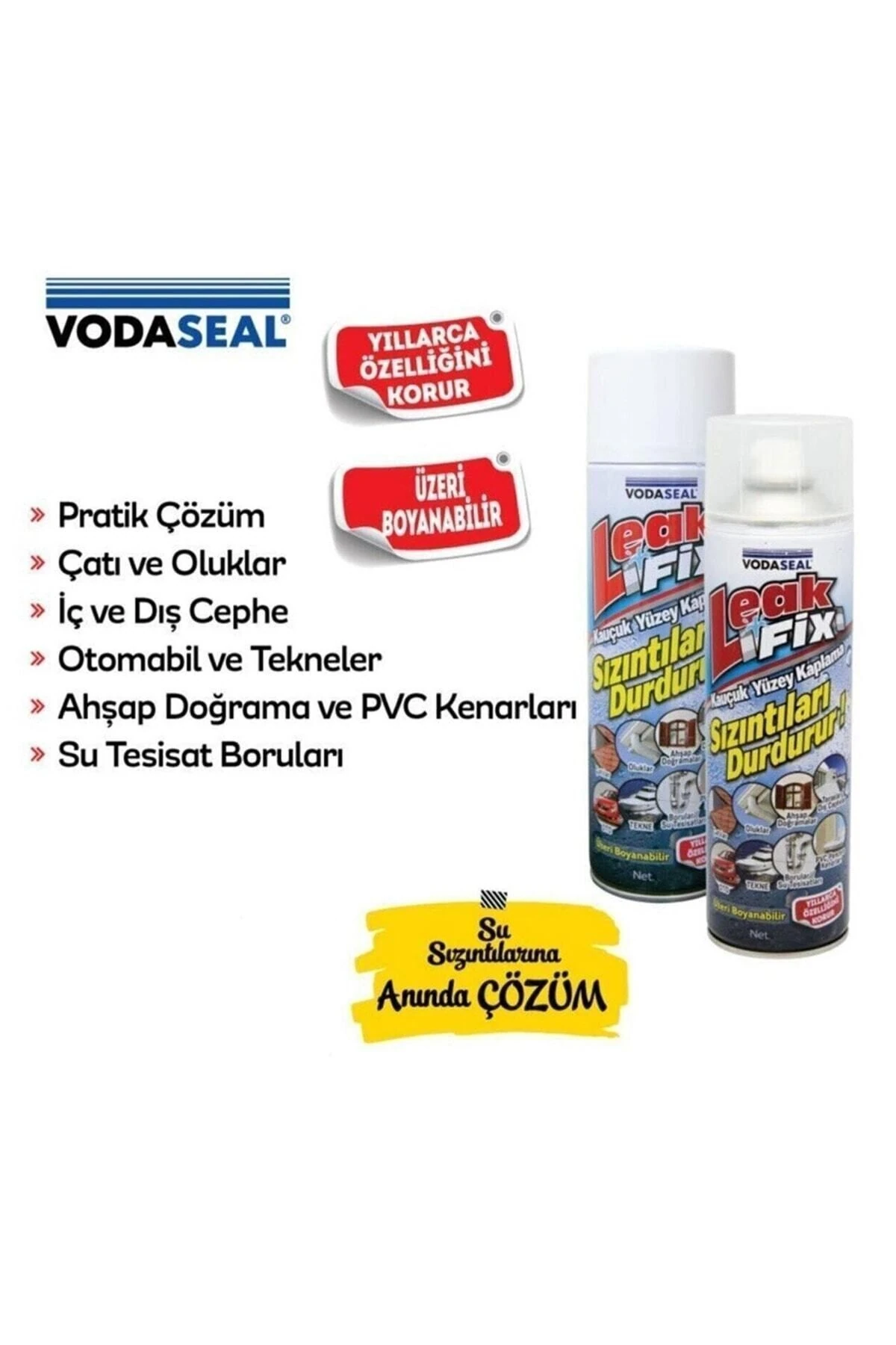 Leak Fix (ŞEFFAF 200 ml) Su Yalıtım Sızdırmaz Geçirmez Izolasyon Kauçuk Spreyi Kaplama Sızıntı Önler
