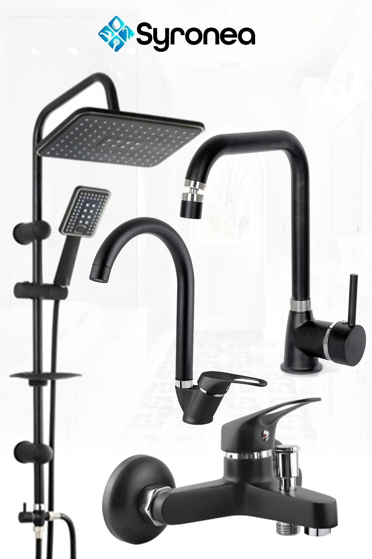 Özel Robot Yağmurlama Siyah Tepe Duş Seti Banyo Mutfak Lavabo Bataryası Seti Musluk Set
