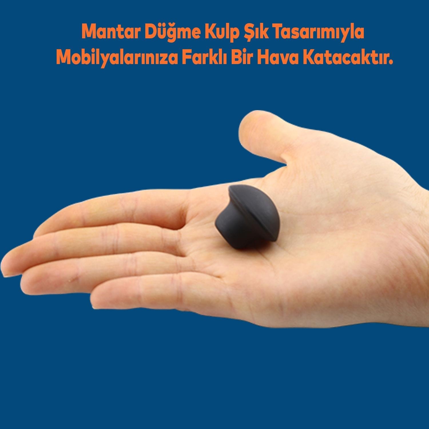 Mantar Düğme Mobilya Çekmece Çocuk Odası Dolap Dolabı Kulbu Kulpu Kulpları Mat Siyah Metal 10 Adet