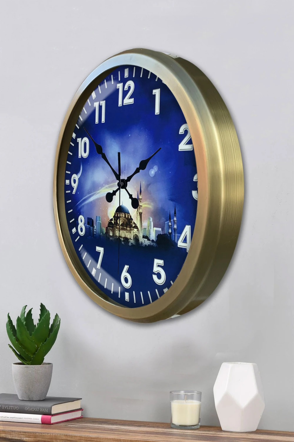 52 cm Eskitme Metal Islam Duvar Saati