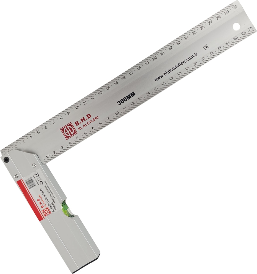 B.h.d BHD00196 300MM/30CM Alüminyum L Marangoz Gönye/su Terazili