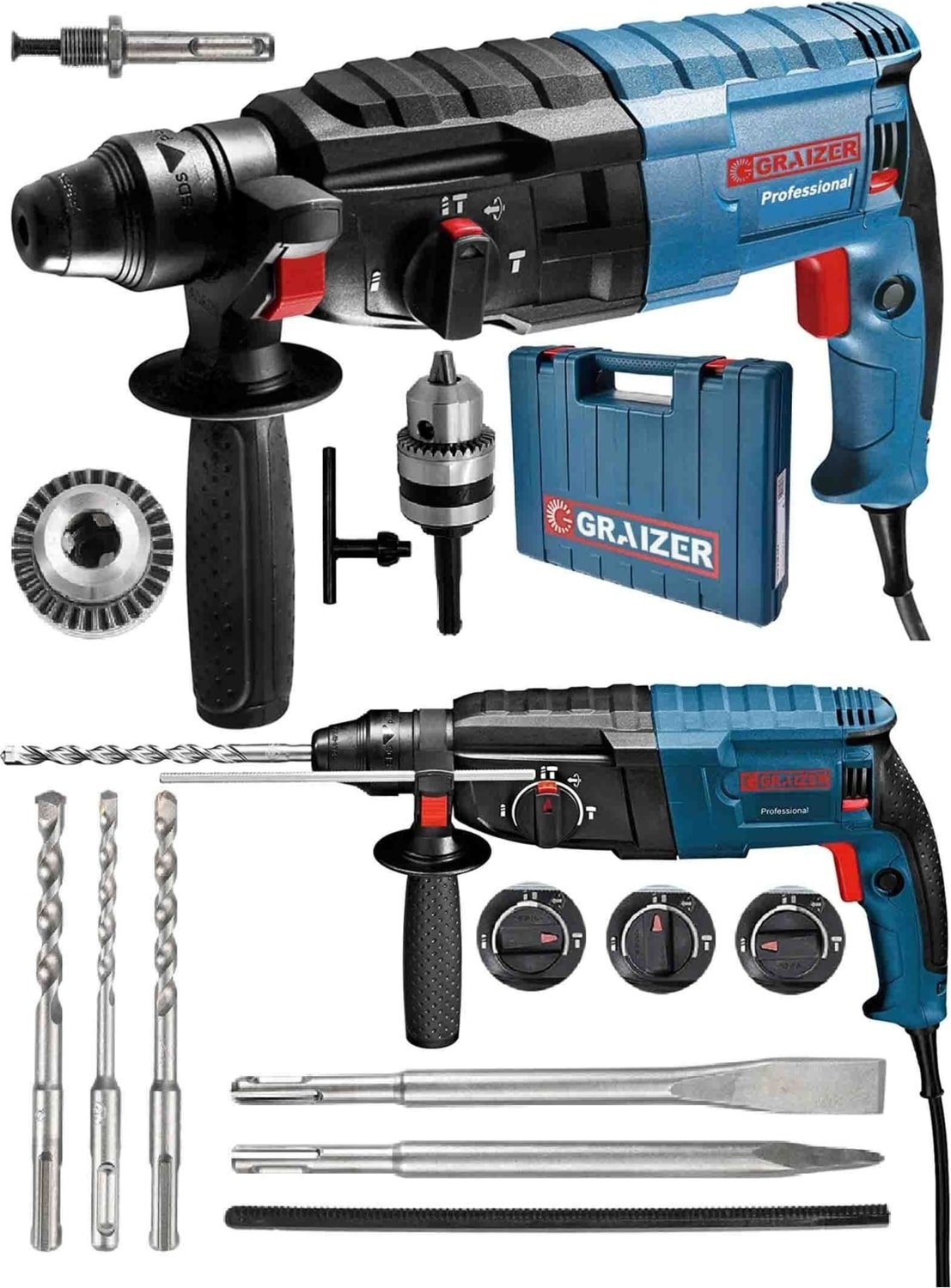 Alman 9010 Xdrive Çelik Şanzuman Bakir Sargili Kırıcı Delici Hilti Matkap + 5 Adet Uç Yedek Mandren