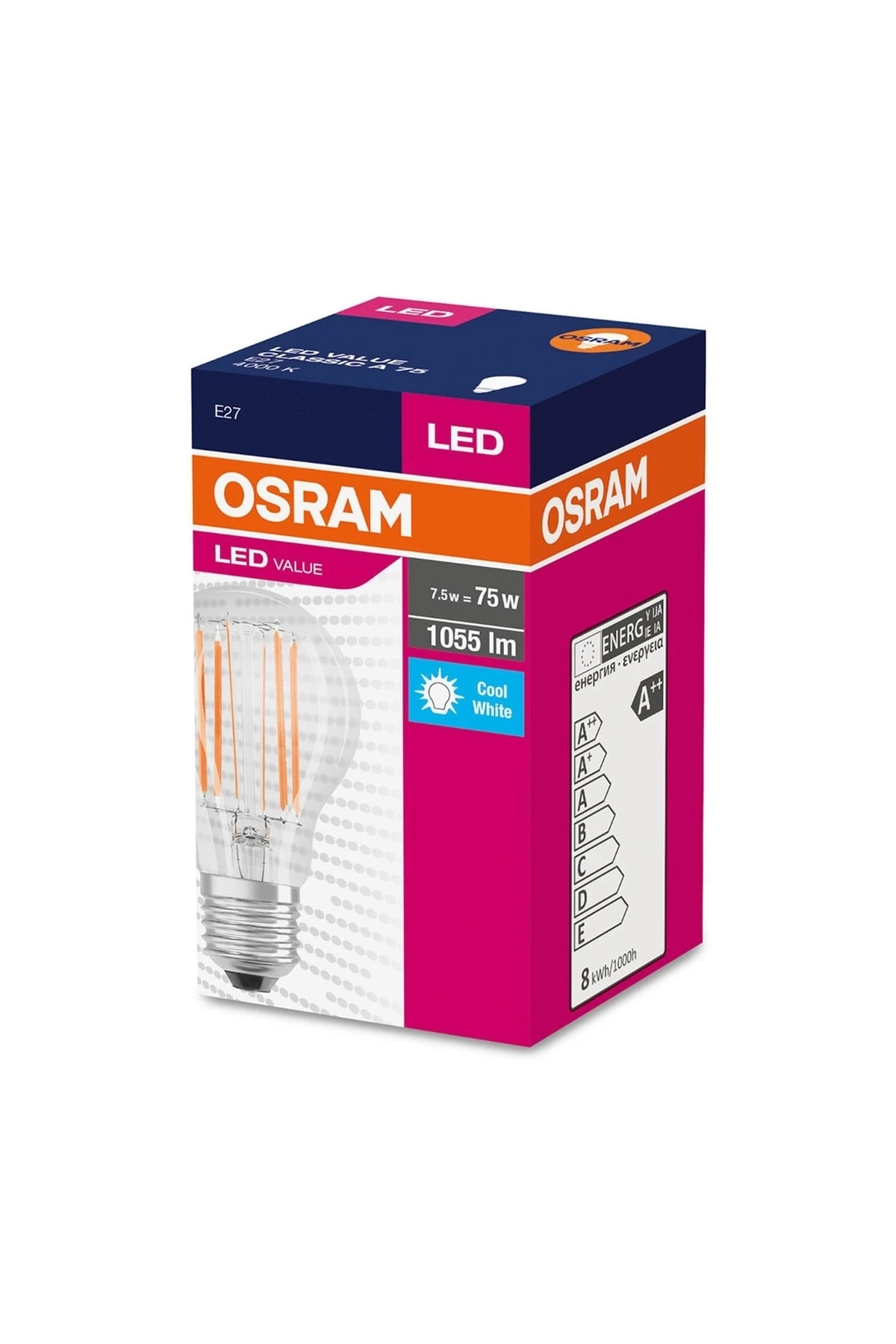 Vintage 75 Watt 1055 Lümen Ampul - Beyaz Işık