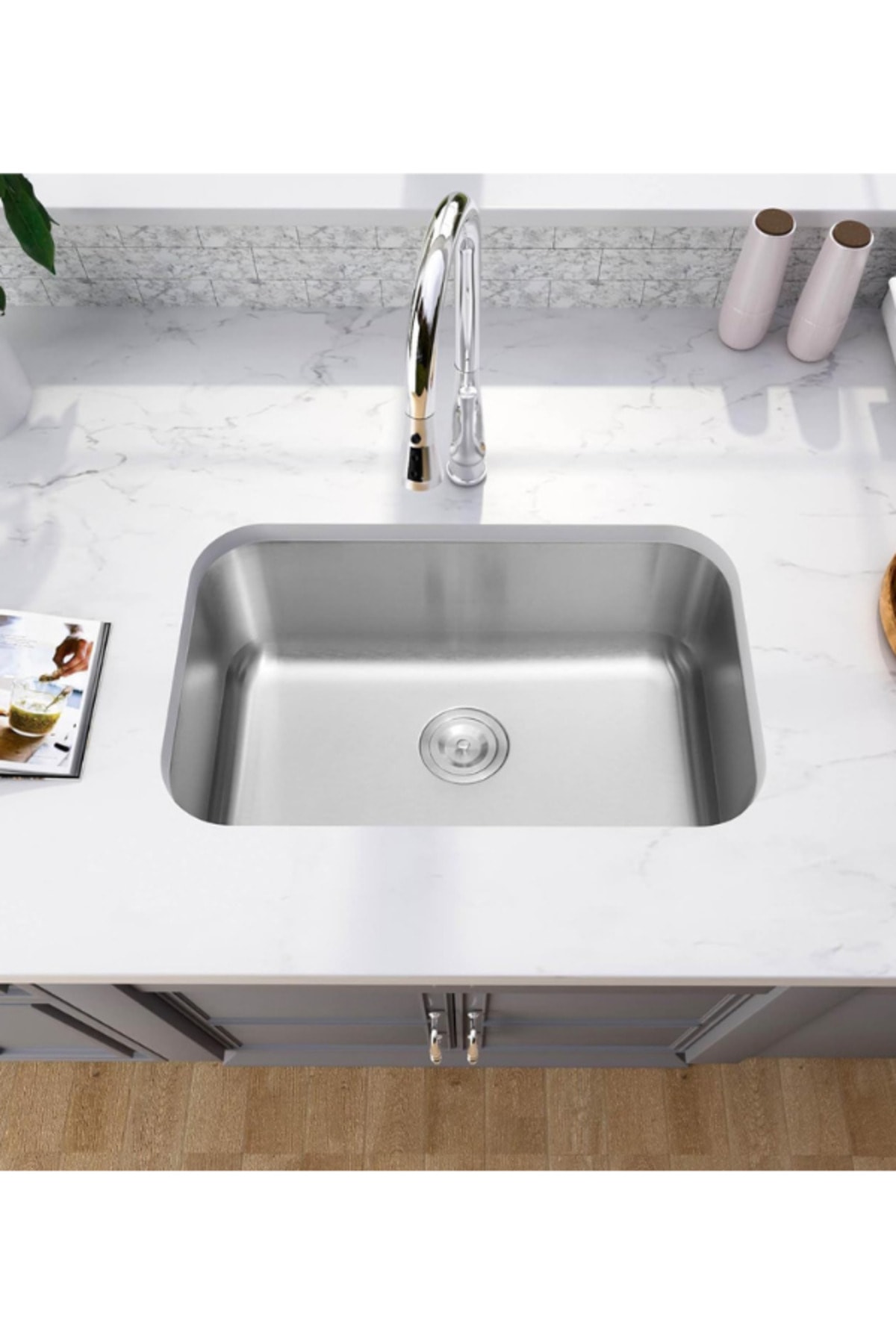 Elite Paslanmaz Çelik Mutfak Evyesi -48x38 Cm Mutfak Eviyesi Sifon Seti Dahil