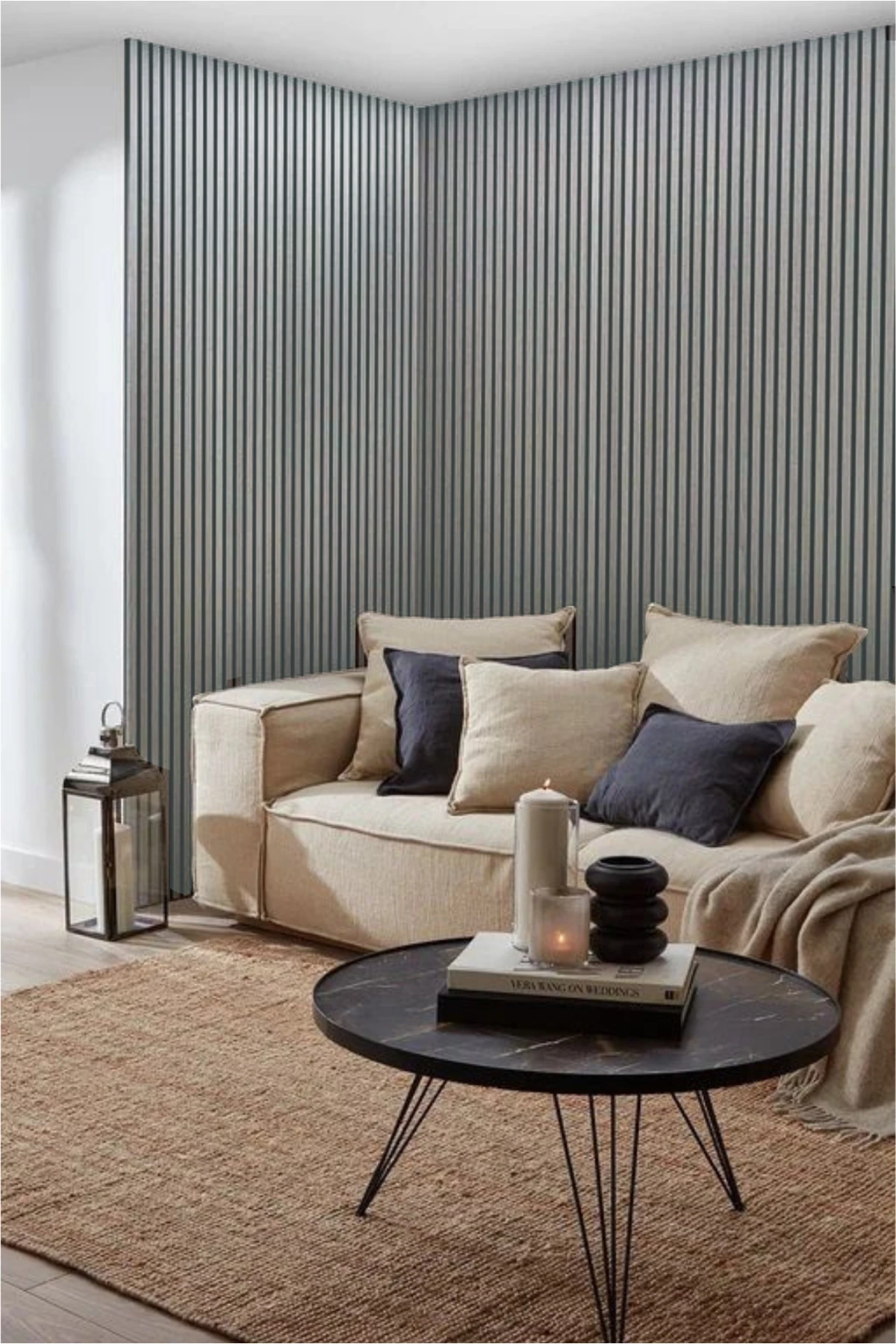 MDF Tavan & Duvar Lambri Seti (10 Adet) 12x280 cm Haki Gri Ahşap Görünümlü Dekoratif Kaplama Paneli