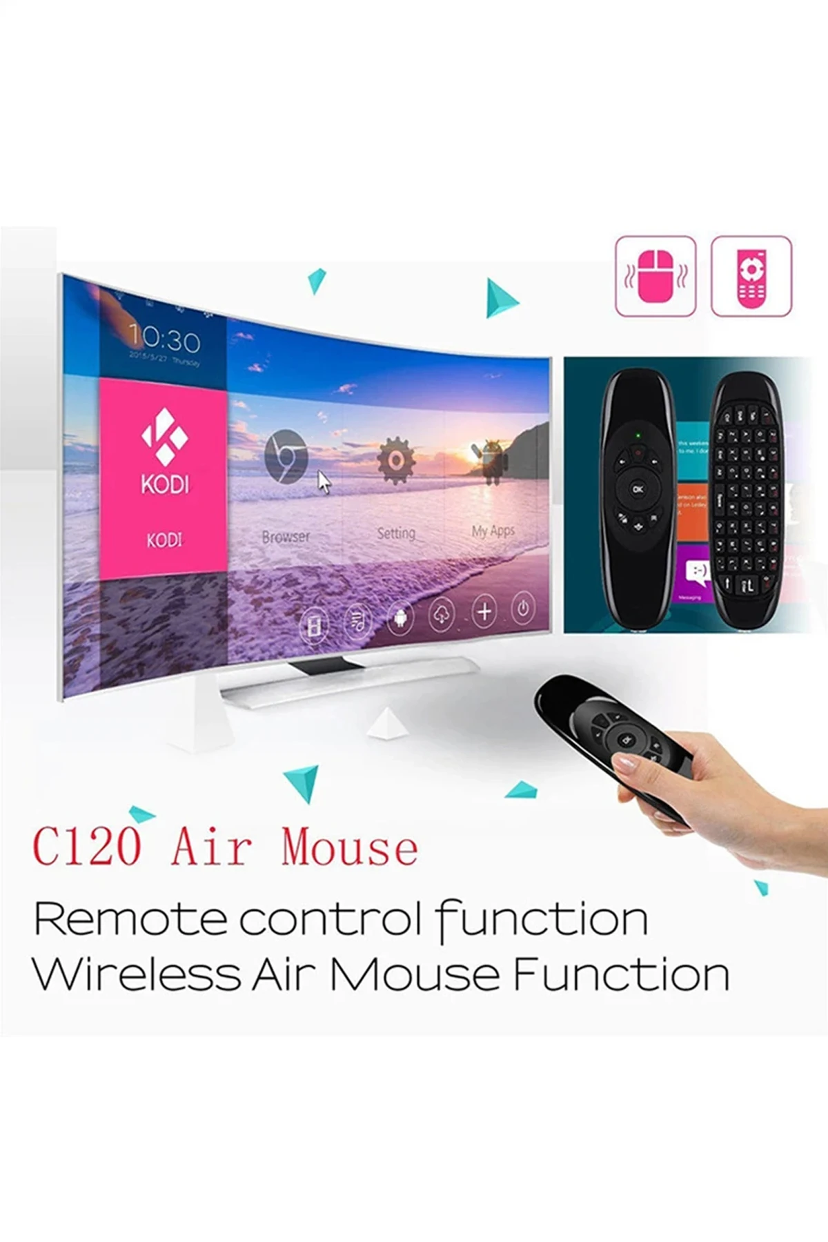 2.4 GHz Air Mouse Klavye Ses Anahtarlı Jiroskop Akıllı Tv Android Box Klavyeli Uzaktan Kumanda