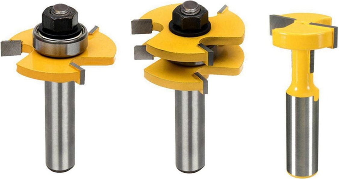 Takım 1/2 Inç Shank Yönlendirici Bit T-Yuvası ve T-Track Planya Zıvana Kesici Takım Dil ve Oluk Seti, Yönlendirici Bit Seti, Ahşap Kapı Döşeme 3 Diş Ayarlanabilir (Yurt Dışından)
