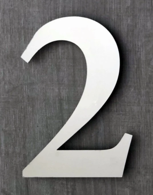 Kapı Numarası 10 cm No 2, Paslanmaz Çelik Kendinden Yapışkanlı Roma Yazı Tipi