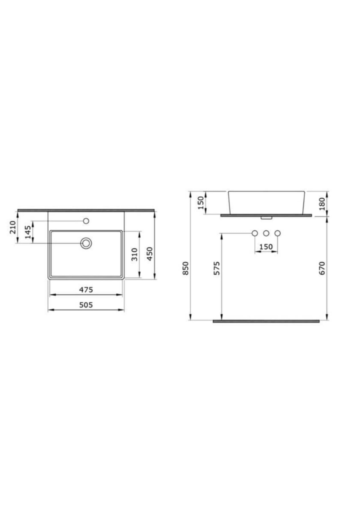 Milano 50 Cm Çanak Lavabo Batarya Delikli Mat Kaşmir 1216-011-0126