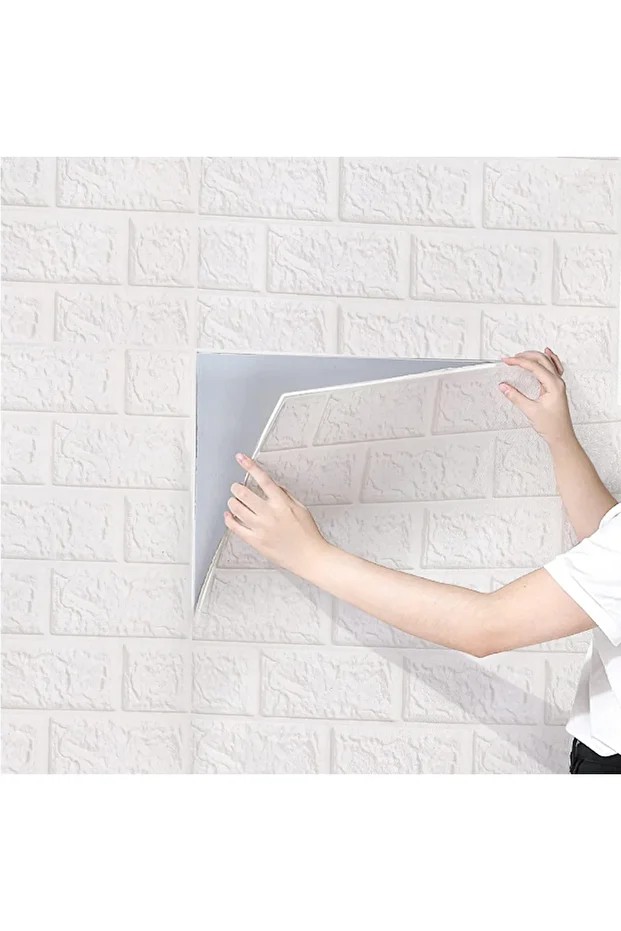 3d Tuğla Panel Kalınlığında 70x77 4 Adet Yapışkanlı Dekoratif Esnek Duvar Kaplama Paneli