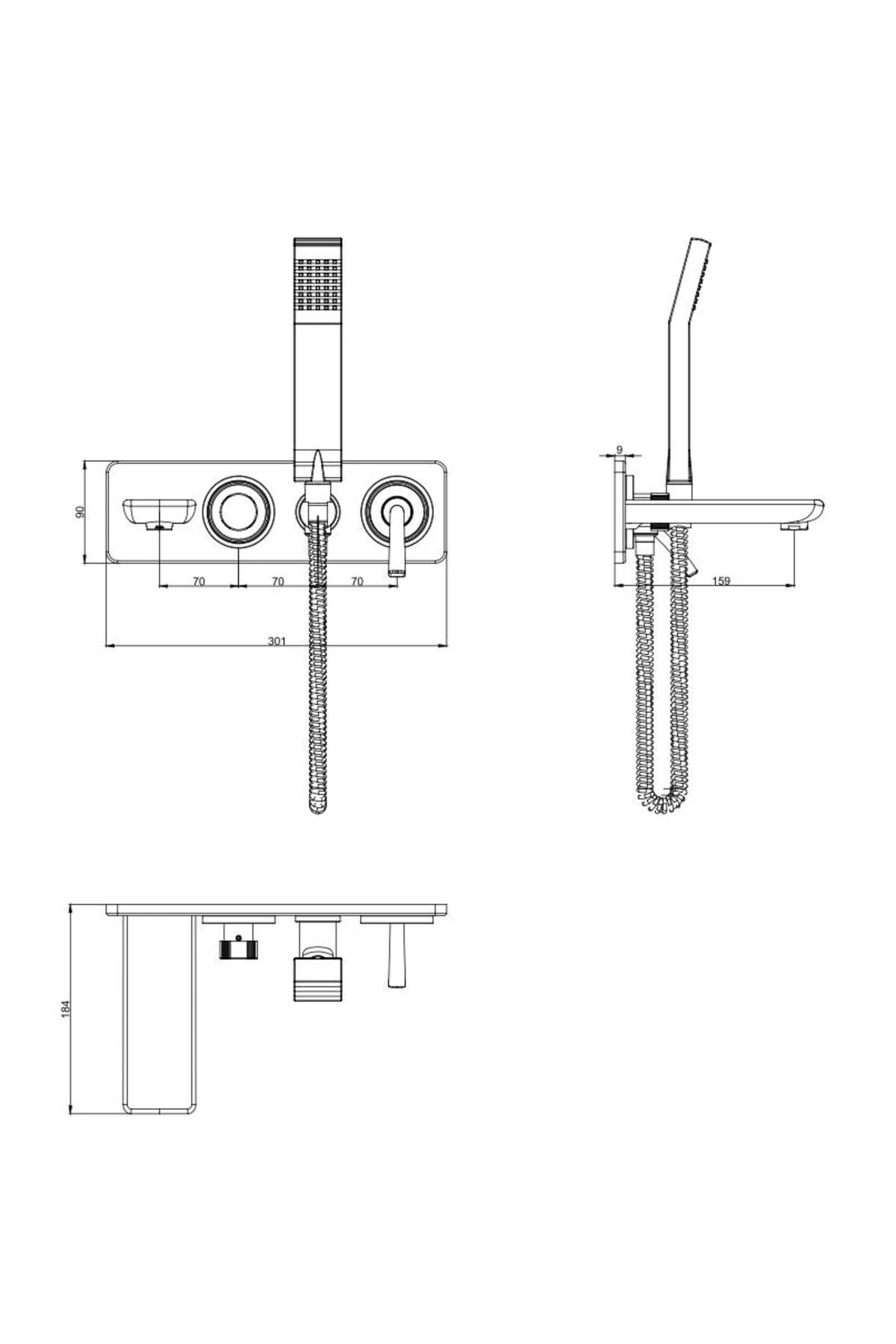 Novita Ankastre Banyo Bataryası 2 Parça Set / 3 Yollu (102167314H-K+102166303H)