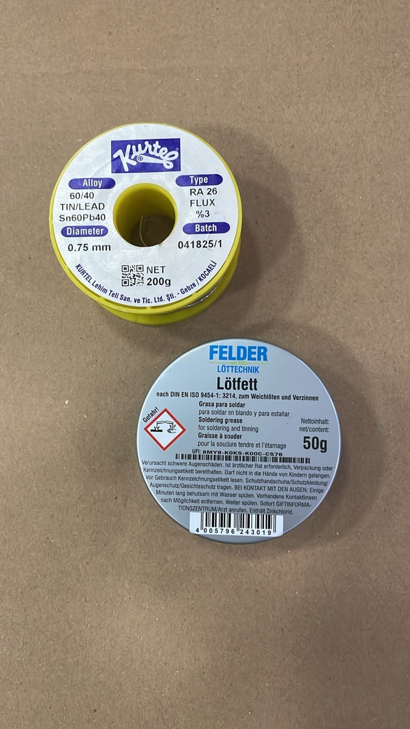Felder Lötfett Lehim Pastası 50 gr + Kurtel 200GR 0.75 Lehim Teli Seti