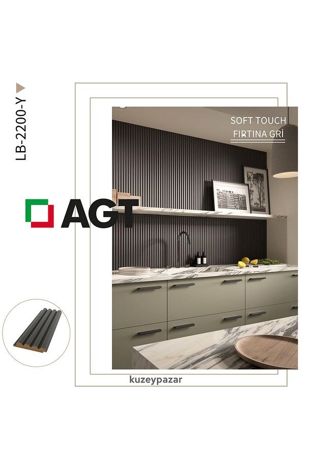 AGT Duvar Lambri Profili Lb 2200- SOFT TOUCH FIRTINA GRİ