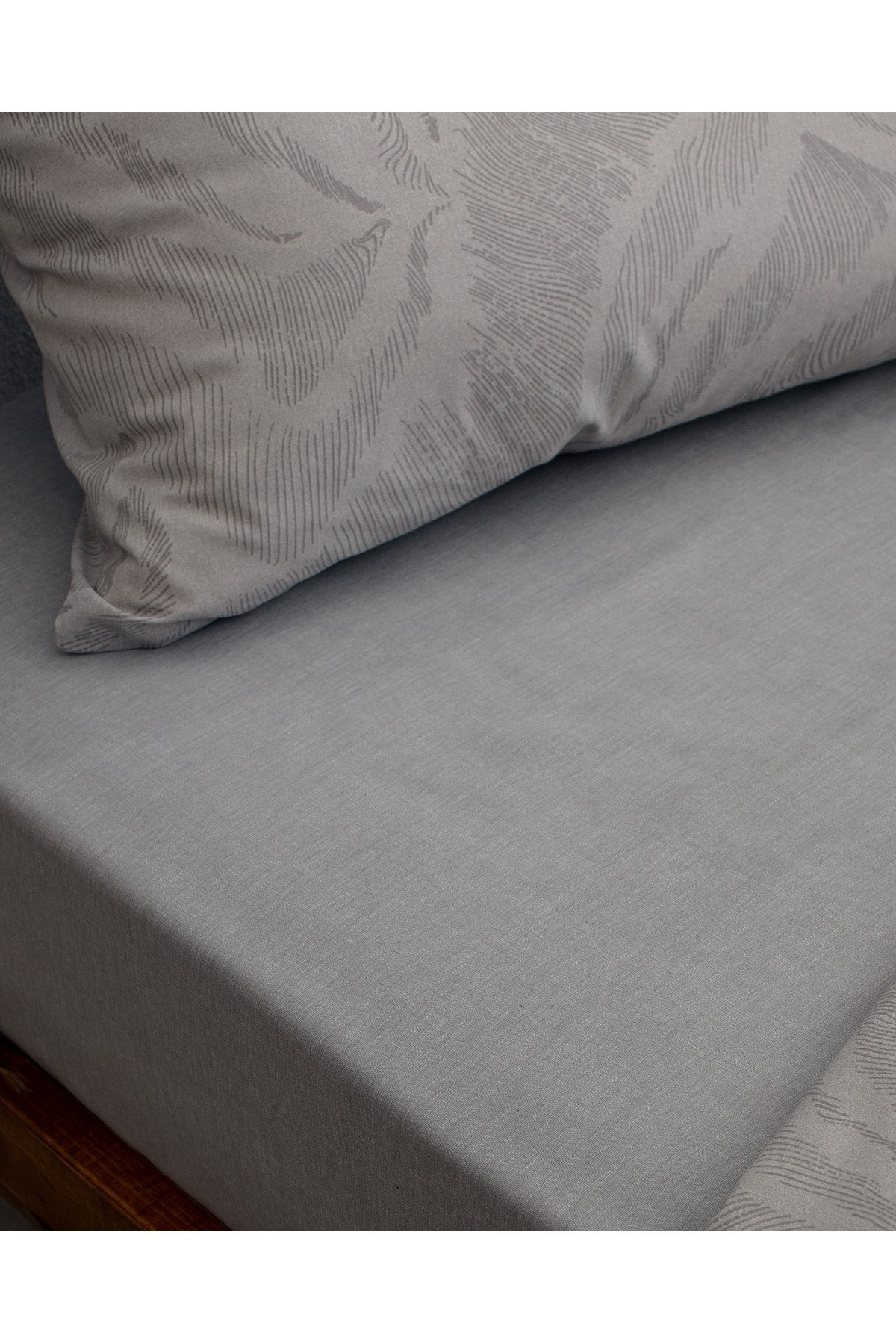 Coyan King Size Pamuklu Baskılı Nevresim Takımı - Gri
