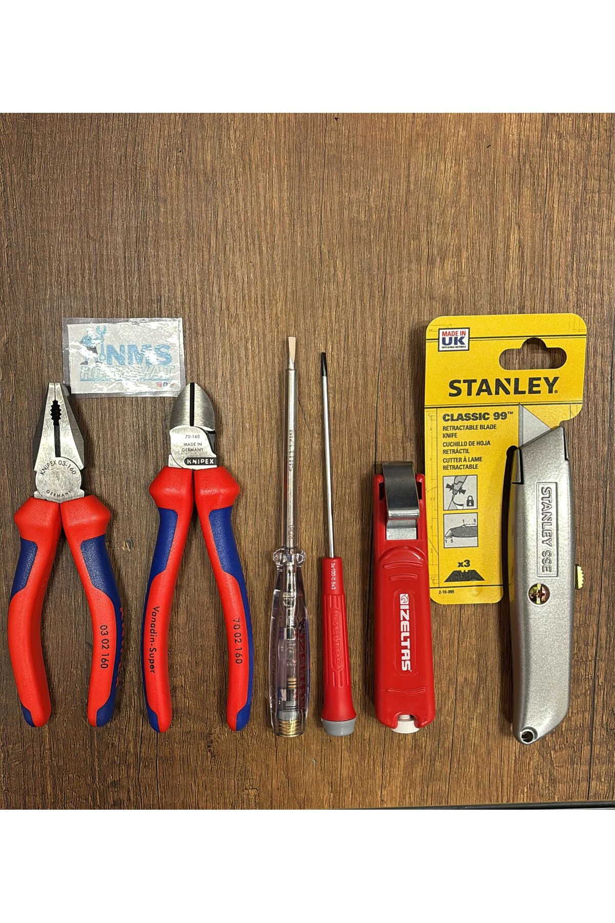 6 Parça Tam Profesyonel Usta Seti. 160 Mm Pense, 160 Mm Yan Keski, İzeltaş Set NMS HIRDAVAT