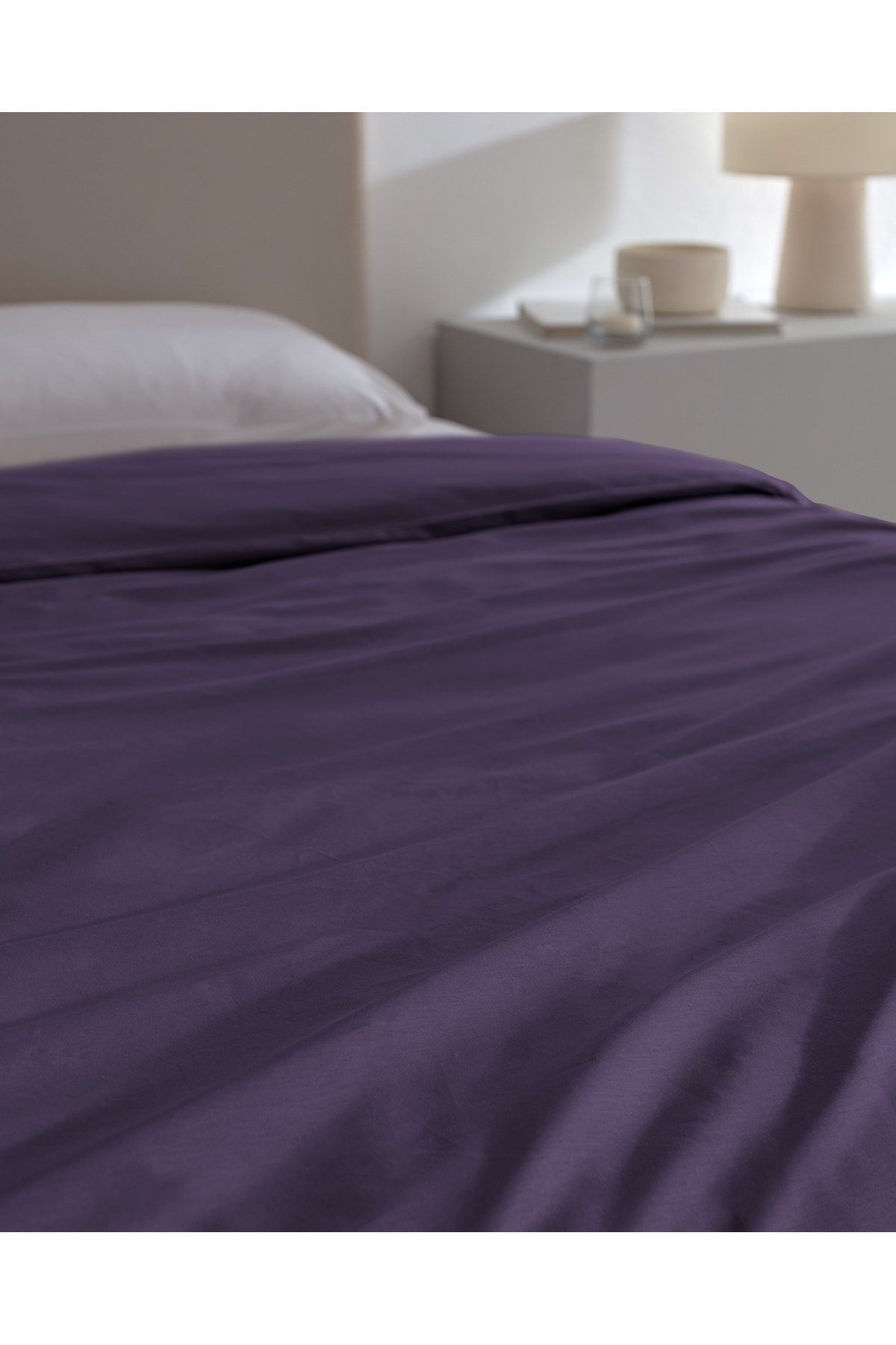 Manon King Size %100 Pamuk Ranforce Düz Nevresim - Mor