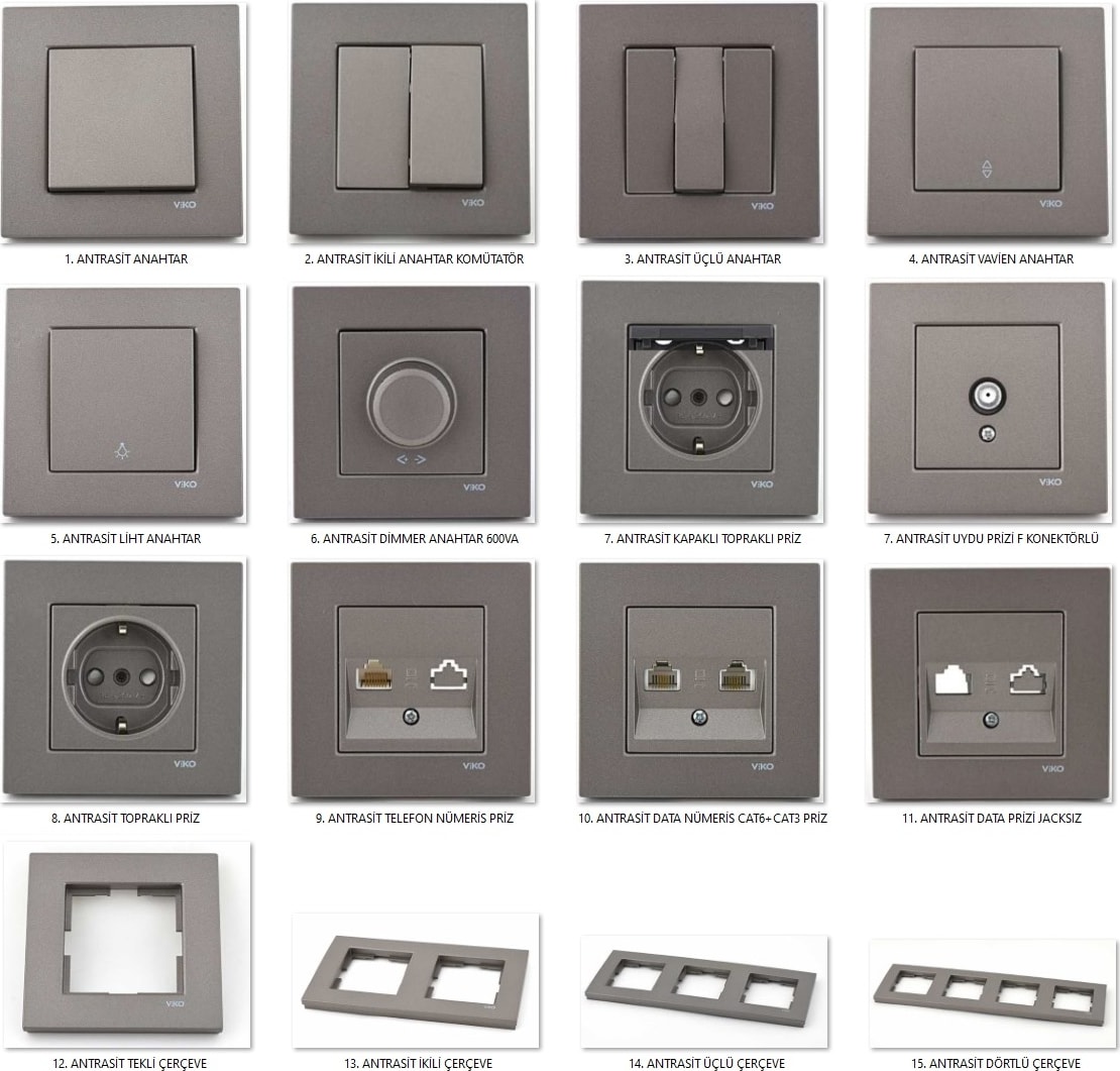 Novella Antrasit Vavien Anahtar Çerçeveli