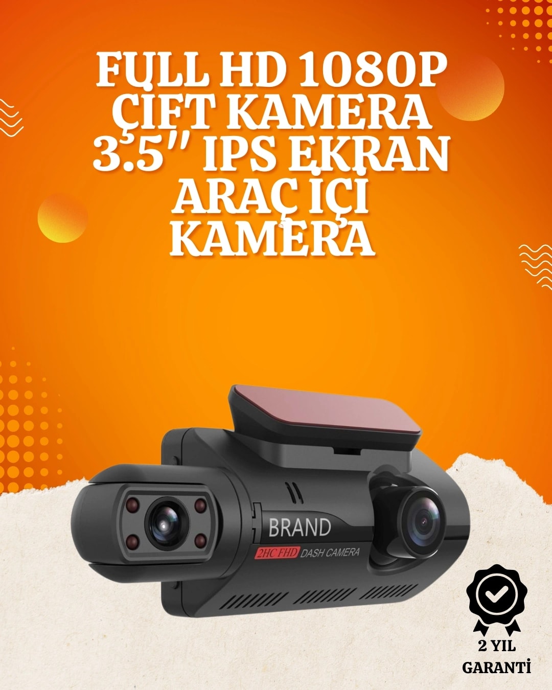 Buğz Wifi Destekli Araç Kamerası – 3 Inç Ekran, 1080P Ön ve 720P Iç Kamera