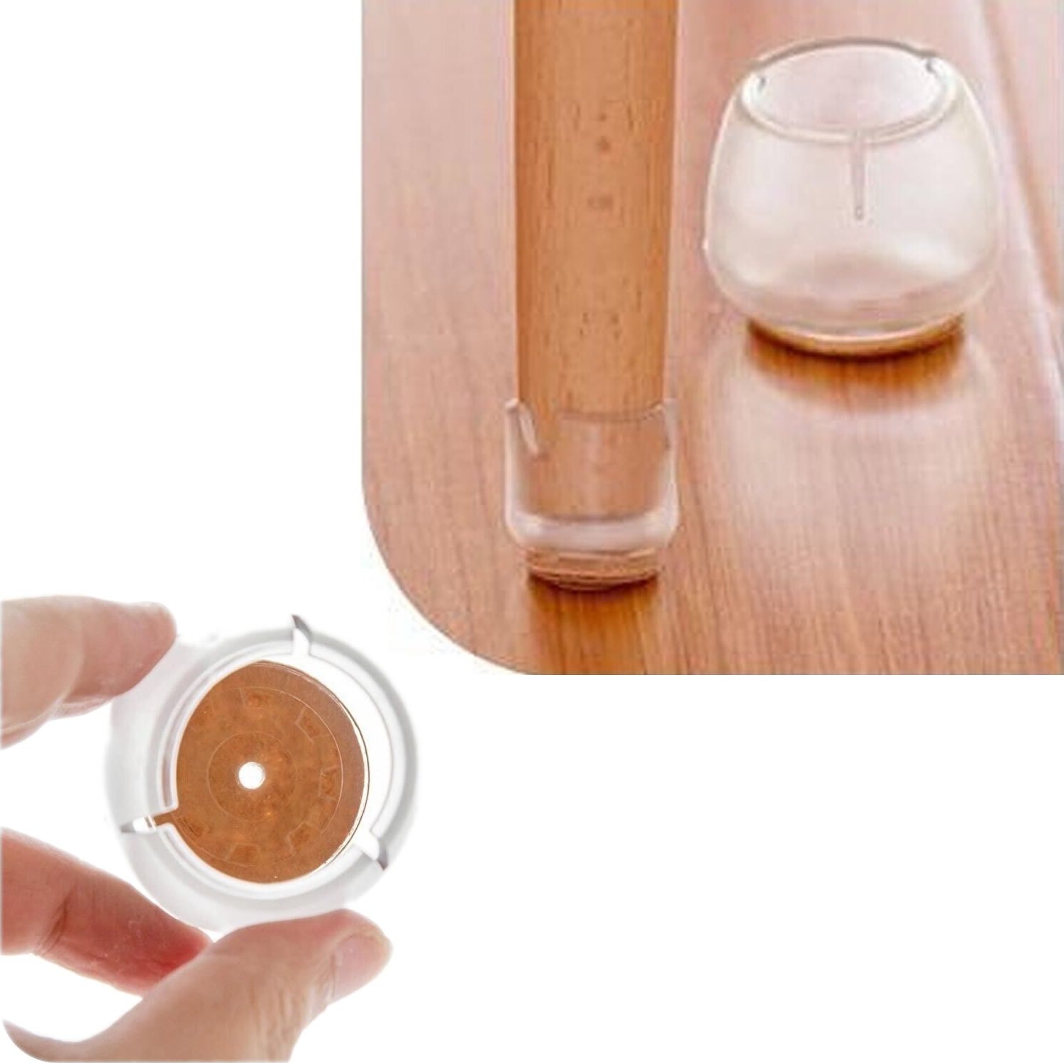 Sandalye Pabucu 4 Adet Şeffaf, Masa Sandalye Zemin Koruyucu 17 mm - 21 mm