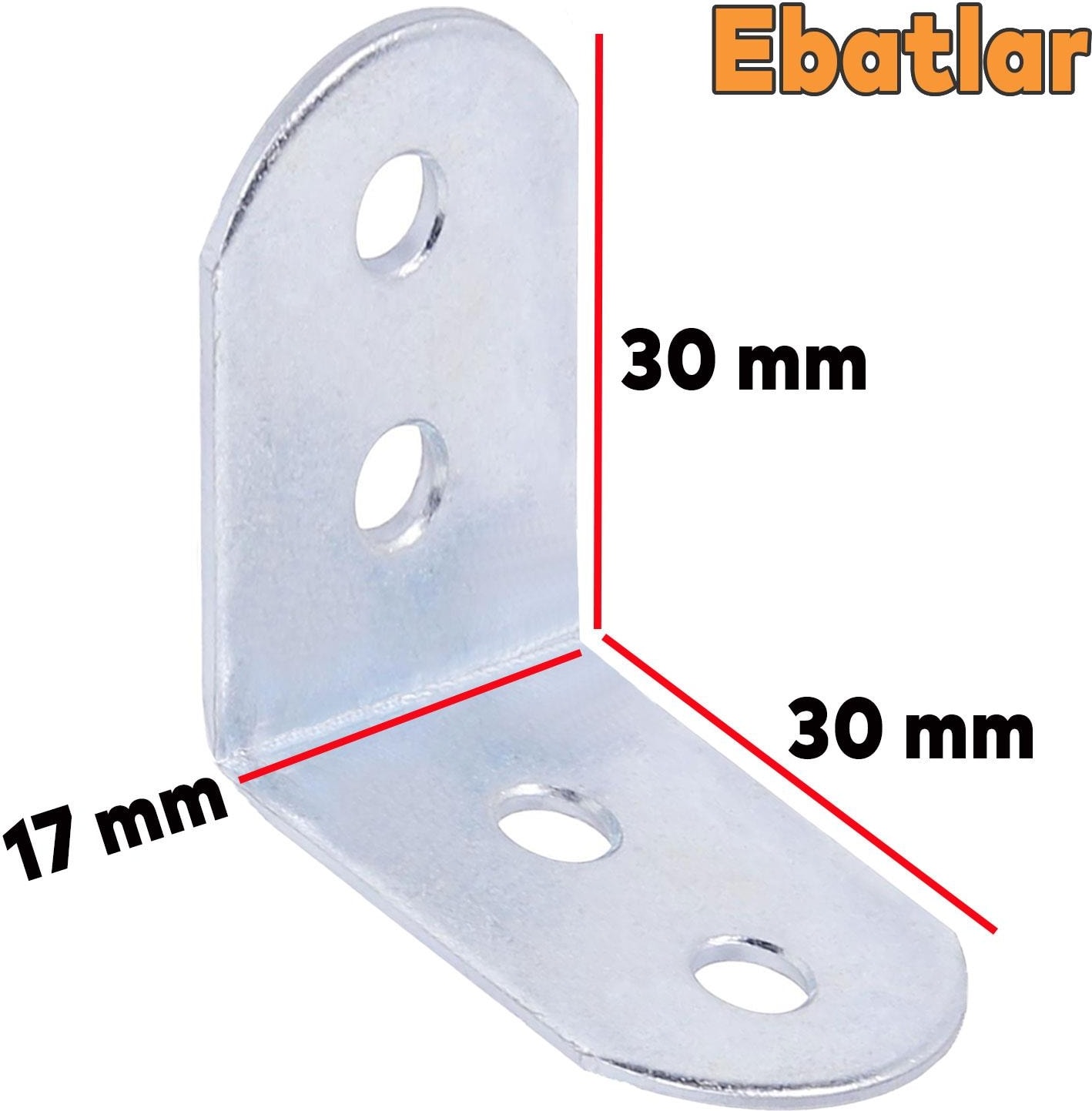 Mobilya Duvar Dolap Raf Köşe Bağlantı Sabitleme L Demir Köşebent Metal Gönye 30 x 30 x 17 mm 10 Adet