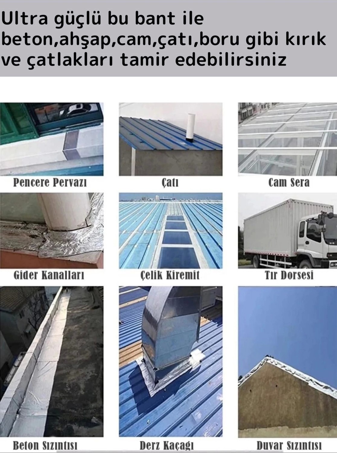 Özel Üretim Su Geçirmez Isıya Dayanıklı Alüminyum Ultra Güçlü Tamir Bandı Çamur Bant 3 Adet
