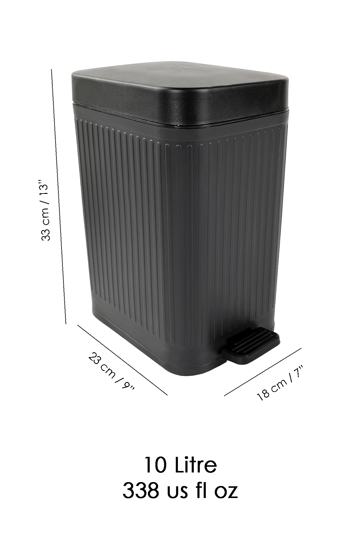 10 Lt Pedallı Sessiz Çöp Kovası - Yavaş Kapanır Amortisörlü Kapak Banyo Mutfak Çöp Kovası Siyah