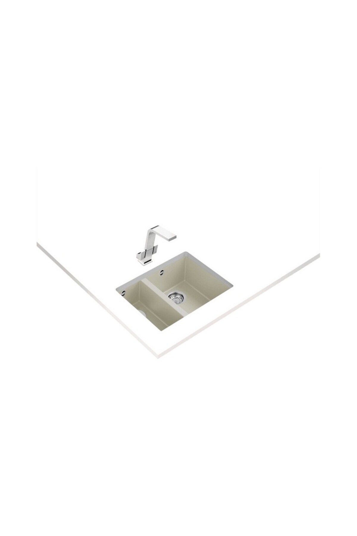 Square 560 Tezgah Altı Bright Krem Granit Evye