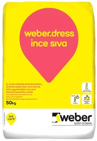 Weber Dress İnce Sıva İç ve Dış Cephe Çimento Esaslı Sıva Üzerine İnce Sıva 35 kg