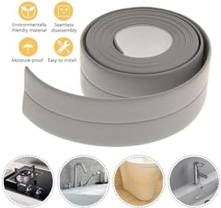 OZKUVVET Gri Duş Pvc Lavabo Küvet Tezgah Kenar Banyo Mutfak Pencere 3,2 mt Su Sızdırmaz Geçirmez Yalıtım Bant