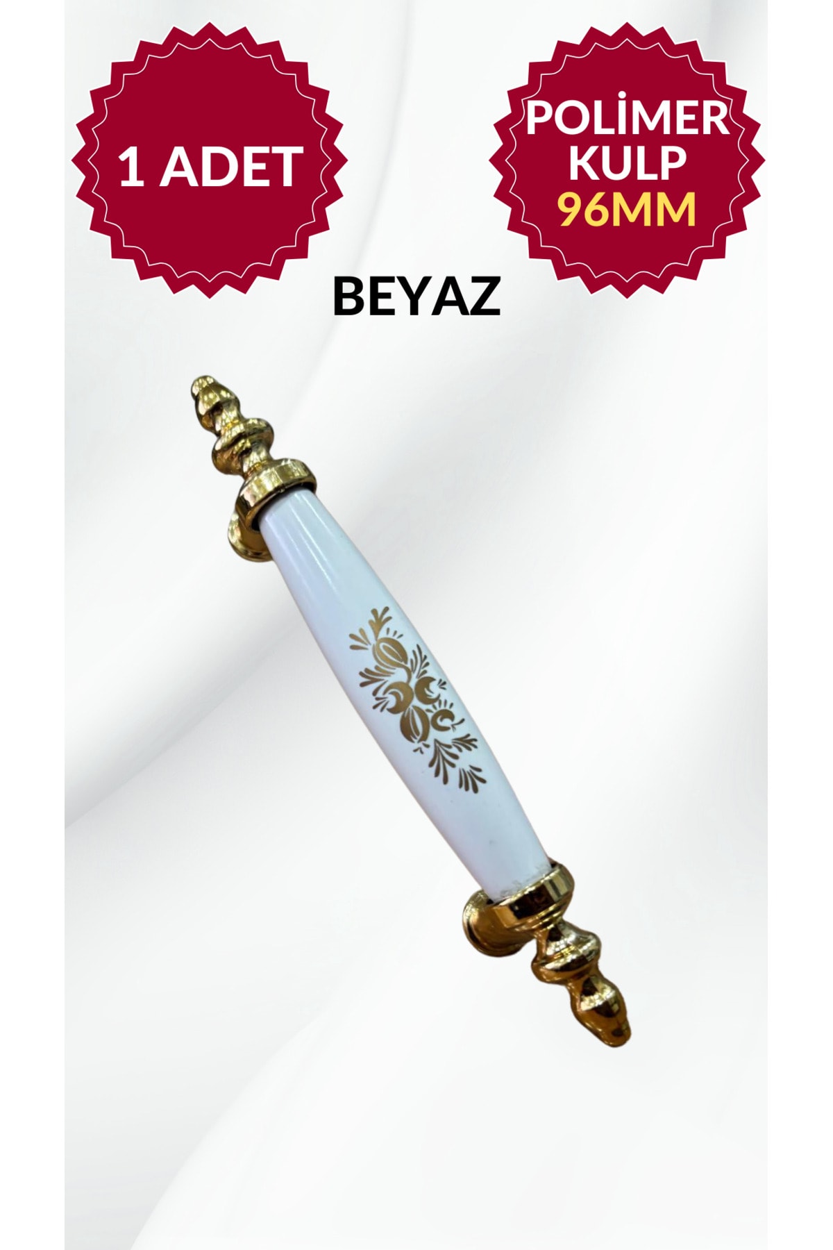 OZKUVVET 96mm Polimer Plastik BEYAZ-CROM Mobilya Çekmece Dolap Kulp Dayanıklı Ve Şık Tasarım