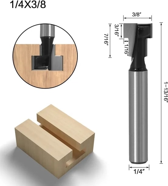 6.35X9.52MM 1/4 Inç Shank 6/8mm T-Yuvası Kesici Ağaç Işleme Yönlendirici Bit Seti Anahtar Deliği Bit T Planya Freze Kesicisi Yönlendirici Çilek Ahşap (Yurt Dışından)